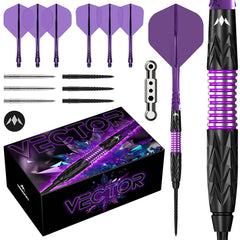 Mission Vector Black PVD & Purple Electro Steel Tip Darts - 95% Tungsten 24g
