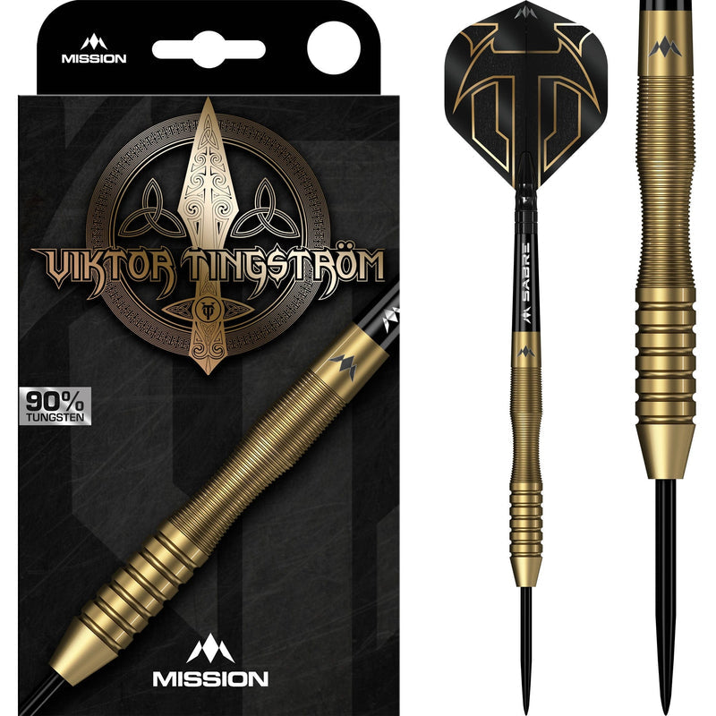 Mission Viktor Tingstrom Gold Steel Tip Darts - 90% Tungsten 22g