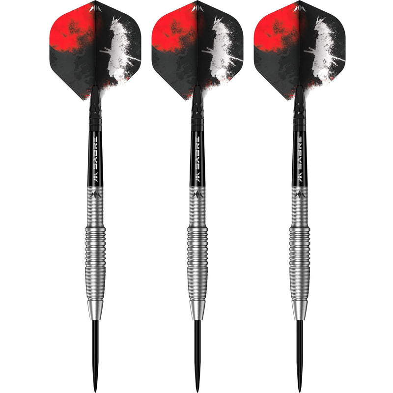 Mission Yari Steel Tip Darts 90% Tungsten — three assembled darts