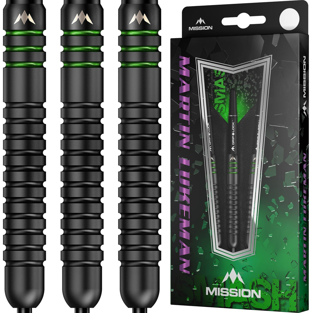 Mission Martin Lukeman Steel Tip Darts 90% Tungsten — barrels and packaging