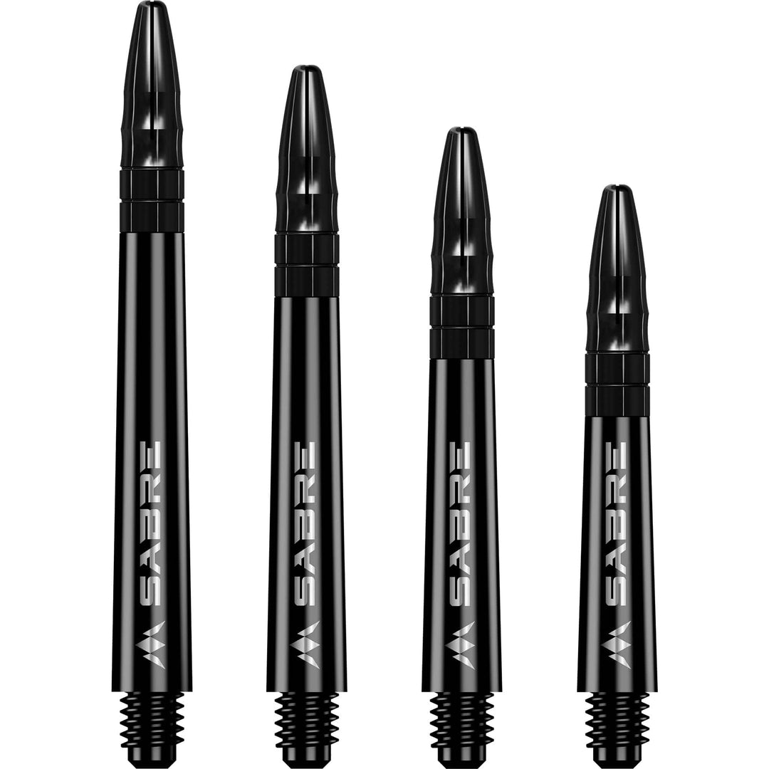 Mission Sabre Polycarbonate Dart Shafts / Stems — black shafts in different lengths