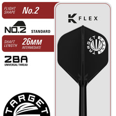 Mitsumasa Hoshino Pyro G12 Steel Tip Darts - 90% Tungsten – No.2 K-Flex flight and shaft detail