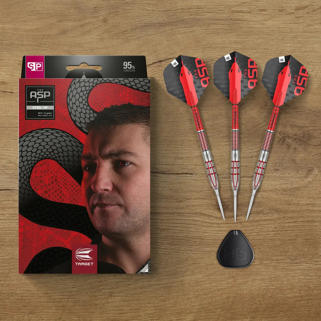 Target Nathan Aspinall G2 Steel Tip Darts 95% Tungsten — set contents and packaging