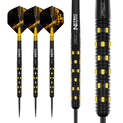 Red Dragon Nirvana Steel Tip Darts 90% Tungsten — three darts and barrel close-up