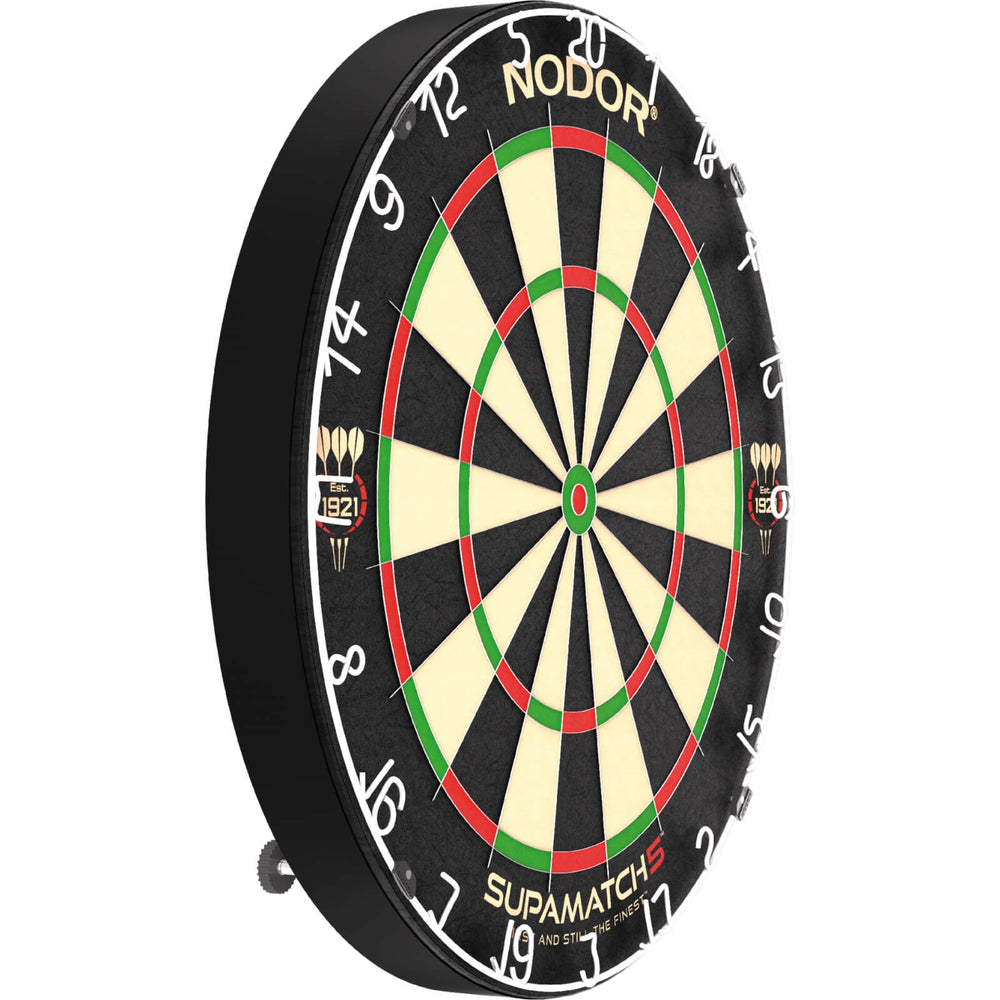 Supamatch 5 Dartboard – angled view of the dartboard and number ring
