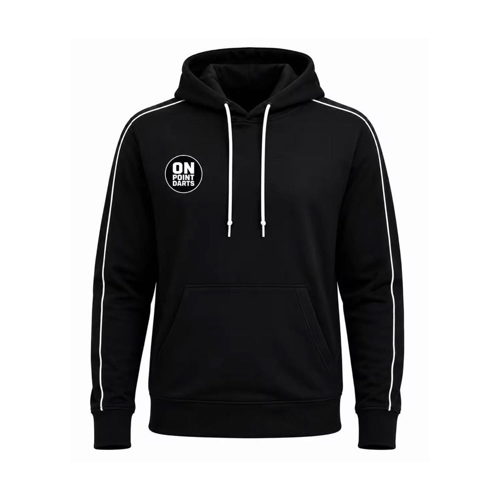 On Point Darts Classic Black performance hoodie front view