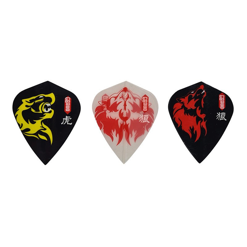 One80 Animal Kingdom kite flights outside packaging – yellow tiger, clear red wolf and black red wolf