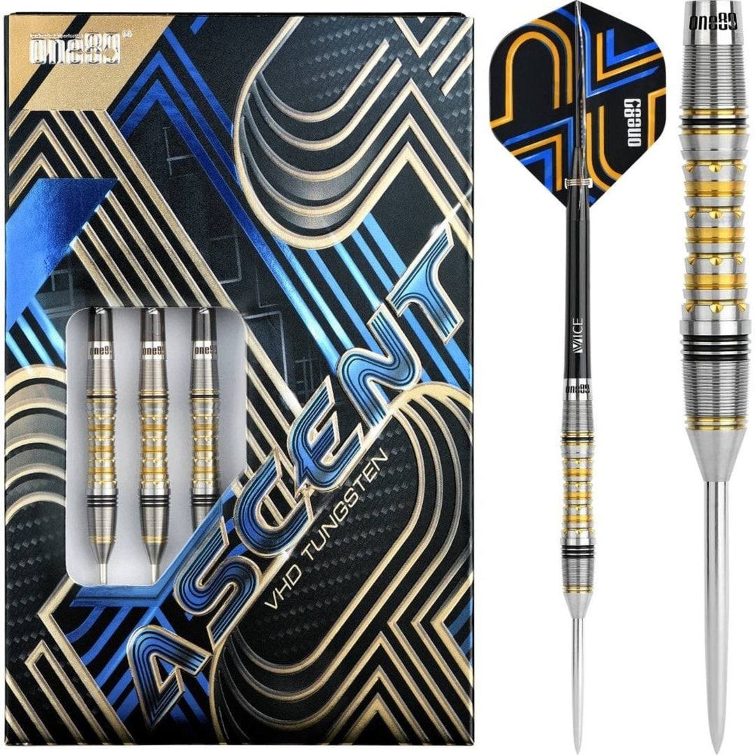 Ascent Black & Gold 04 Steel Tip Darts - 90% Tungsten from On Point Darts