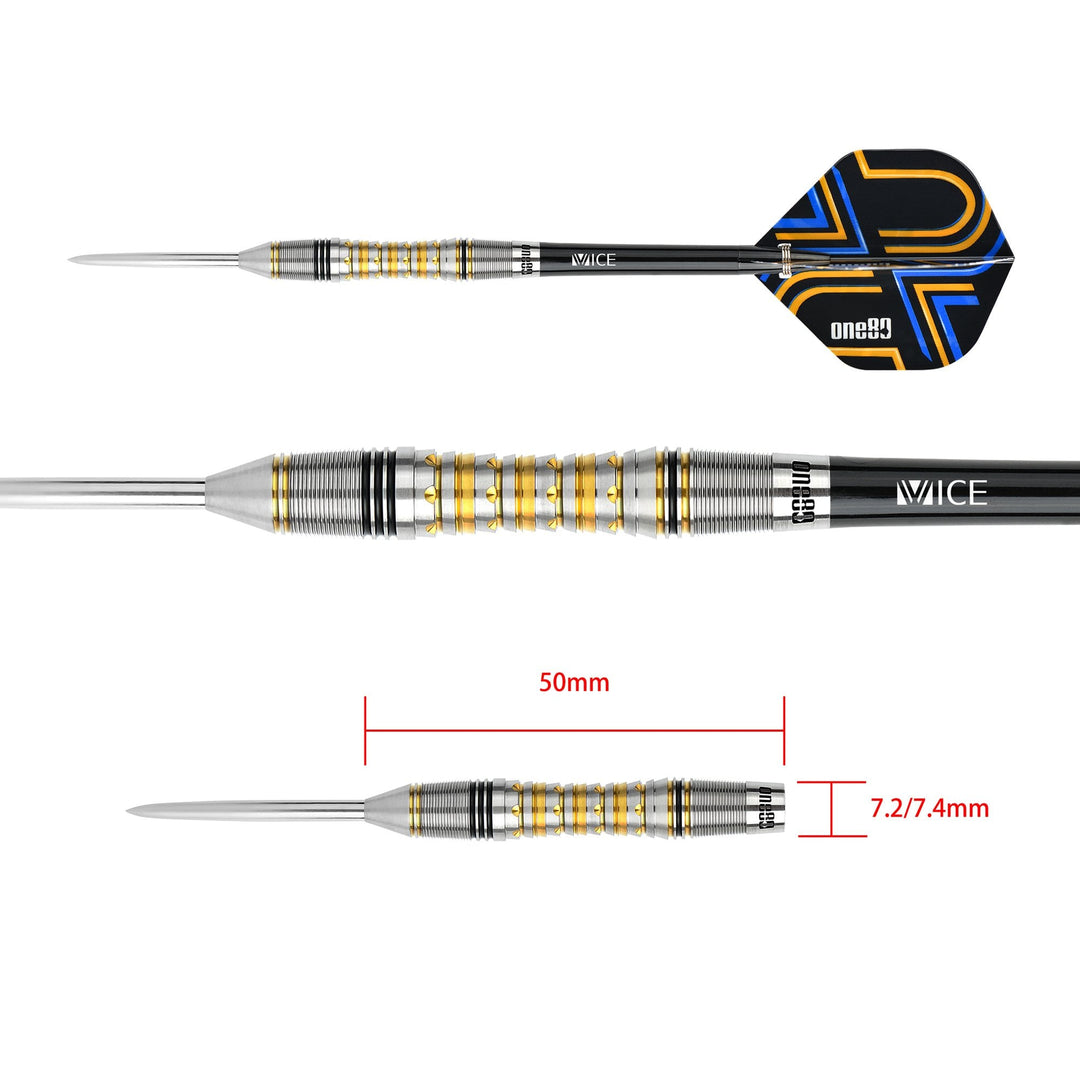 One80 Ascent Black and Gold 04 Steel Tip Darts 90% Tungsten — dart and barrel dimensions chart