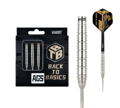 One80 Back To Basic Ags Steel Tip Darts 90% Tungsten — dart, barrel detail and packaging