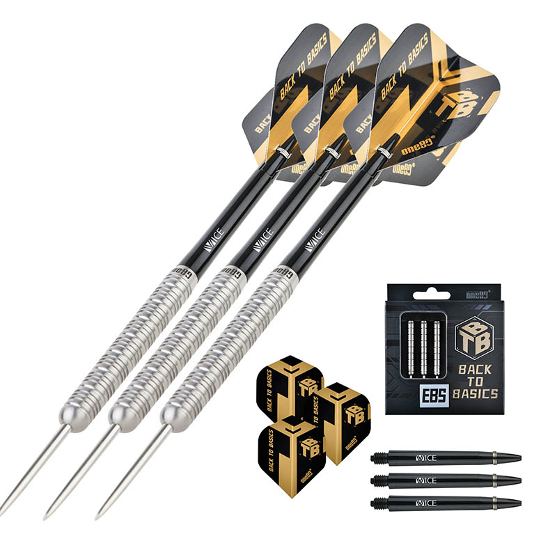 One80 Back To Basic Ebs Steel Tip Darts 90% Tungsten — set contents and packaging