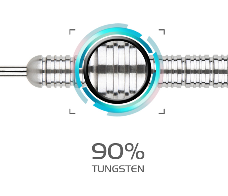 One80 Back To Basic Ebs Steel Tip Darts 90% Tungsten — barrel grip detail diagram