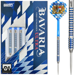 One80 Bavaria Ultra 01 Steel Tip Darts 90% Tungsten — dart, barrel detail and packaging
