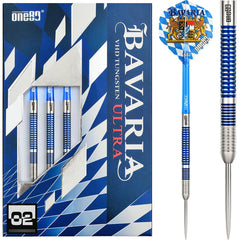 One80 Bavaria Ultra 02 Steel Tip Darts 90% Tungsten — dart, barrel detail and packaging