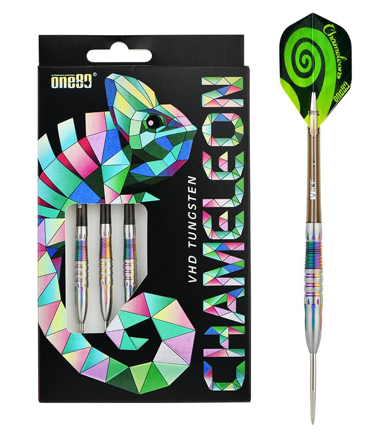 One80 Chameleon Furcifer Steel Tip Darts 90% Tungsten — dart and packaging