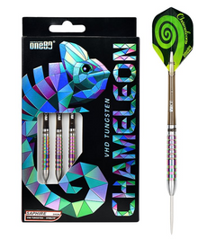 One80 Chameleon Saphire Steel Tip Darts 90% Tungsten — dart and packaging