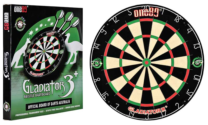 One80 Gladiator 3 Dartboard — dartboard and packaging