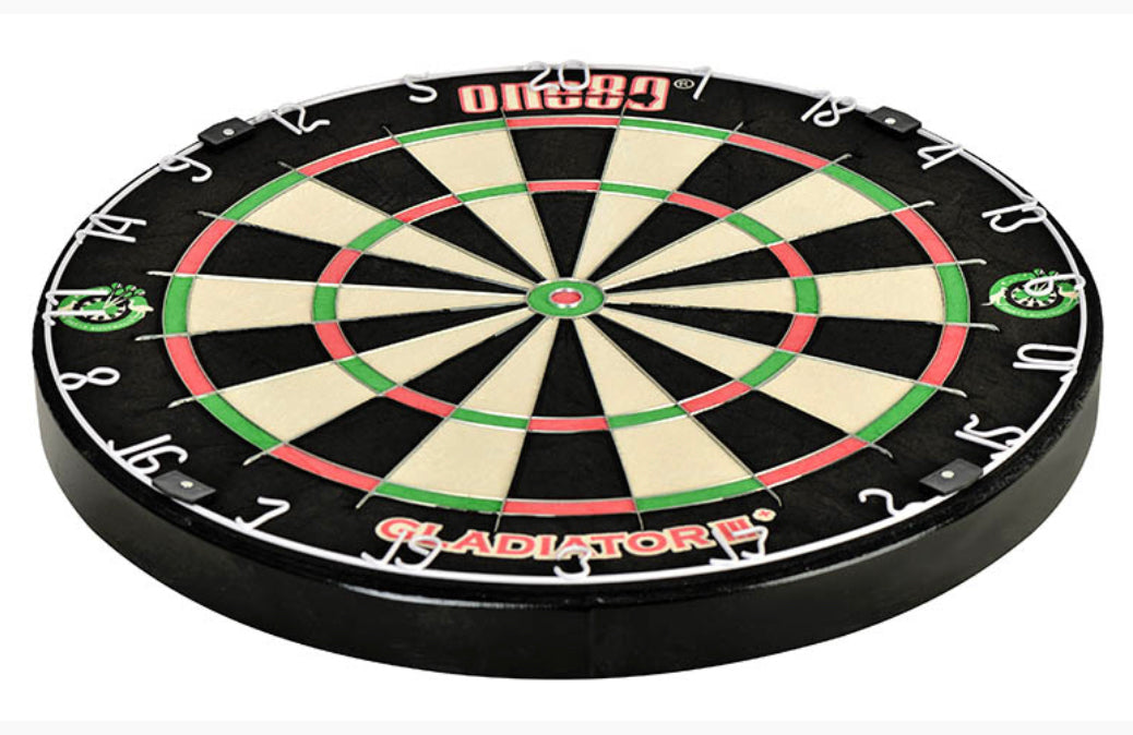 One80 Gladiator 3 Dartboard — dartboard, angled view