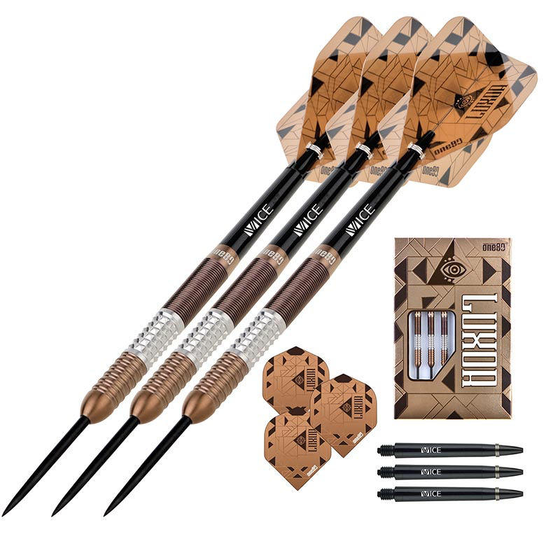 One80 Luxor Alpha Steel Tip Darts 90% Tungsten — set contents and packaging