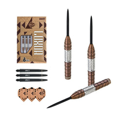 Luxor Delta Steel Tip Darts – bronze and silver barrels, shafts, flights and packaging