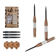Luxor Gamma Steel Tip Darts – bronze and silver barrels, shafts, flights and packaging