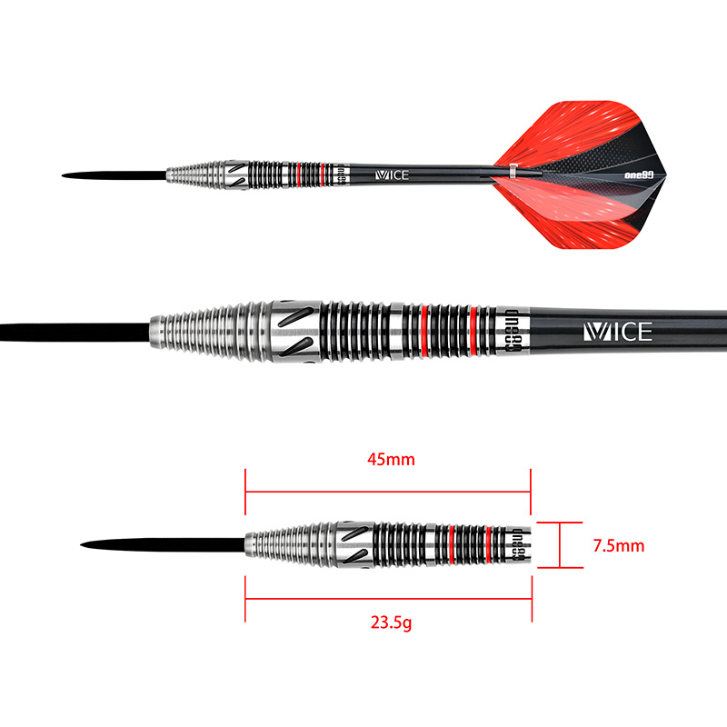 Mike Lacey Steel Tip Darts - 90% Tungsten — three barrel close-ups