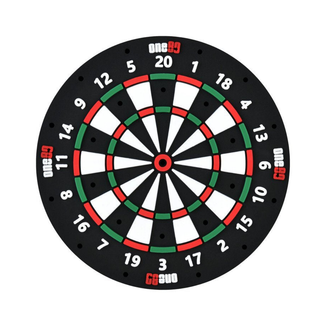 One80 Round Rubber Dart Holder 3363; one complete empty dartboard-design holder on white. Darts and points are not included.