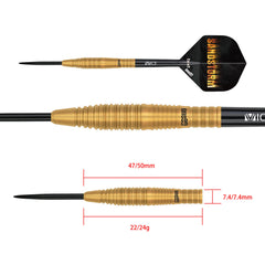 One80 Sandstorm S2 Steel Tip Darts 90% Tungsten — dart and barrel dimensions chart