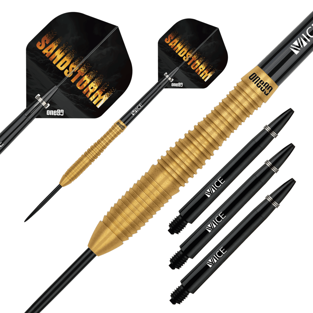 One80 Sandstorm S3 gold tungsten barrels, Vice shafts and flights