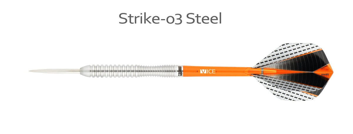 Strike 03 Steel Tip Darts - 80% Tungsten — three barrel close-ups