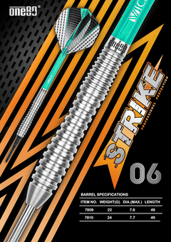 One80 Strike 06 Steel Tip Darts 80% Tungsten — dart specification chart