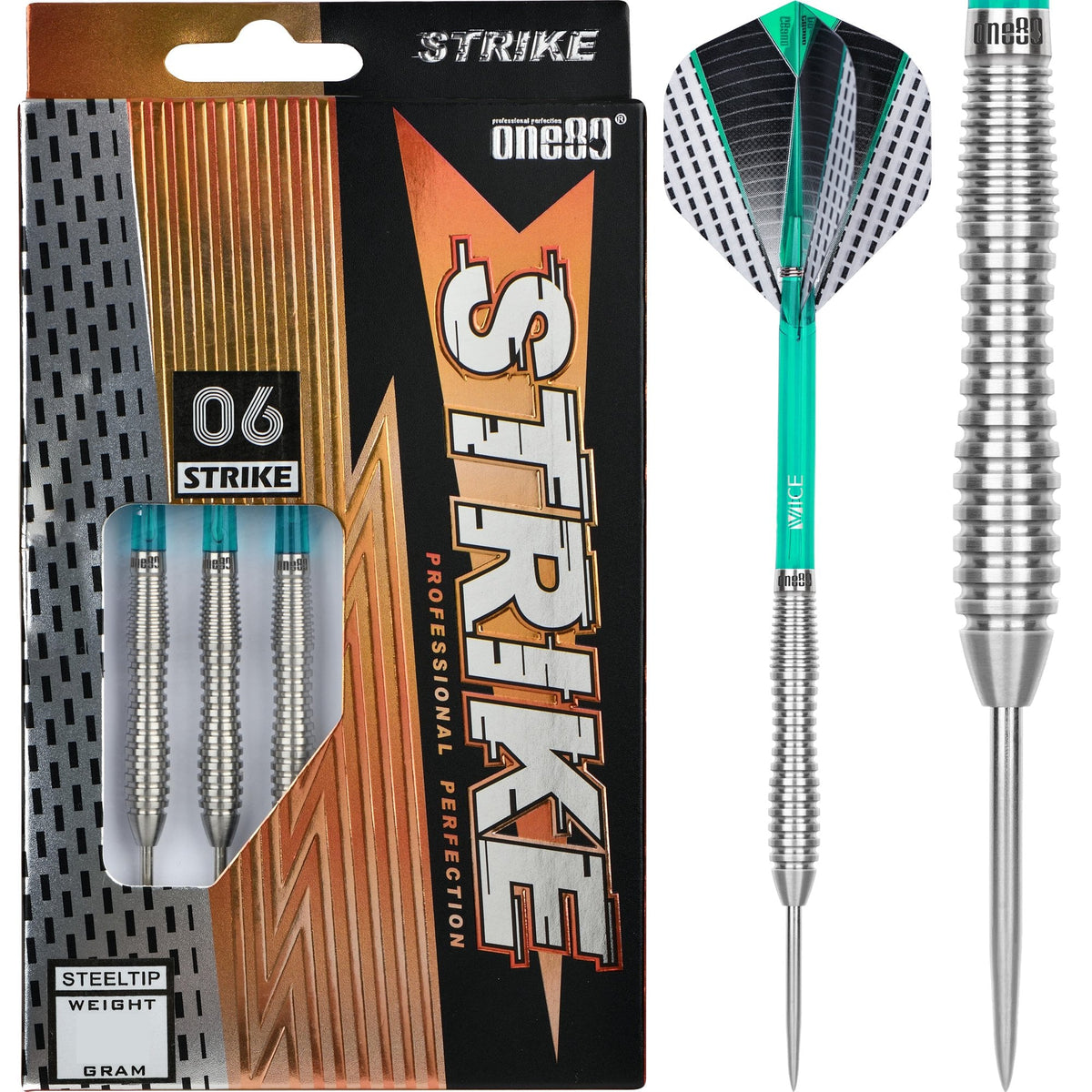 Strike 06 Steel Tip Darts - 80% Tungsten — three barrel close-ups