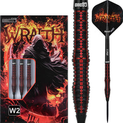 One80 Wraith W2 Steel Tip Darts 90% Tungsten — dart, barrel detail and packaging