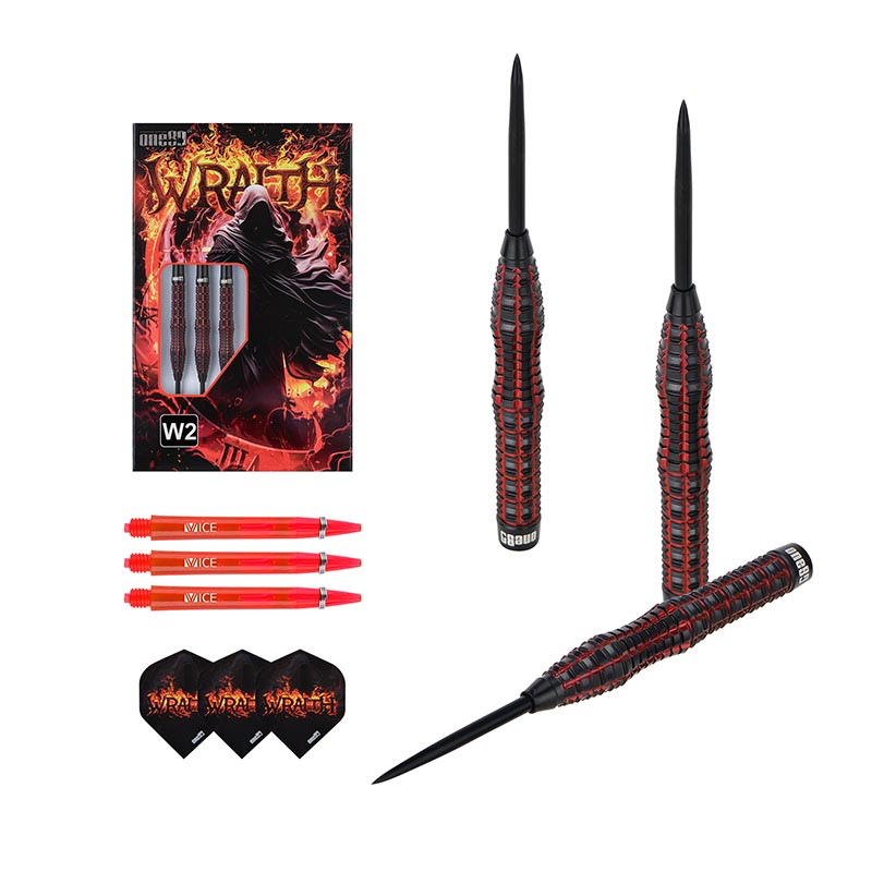 One80 Wraith W2 Steel Tip Darts 90% Tungsten — set contents and packaging