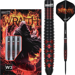 One80 Wraith W3 Steel Tip Darts 90% Tungsten — dart, barrel detail and packaging