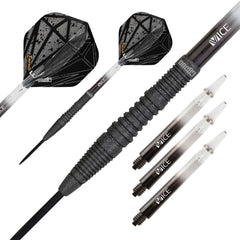 One80 Emorite 03 Black Steel Tip Darts 90% Tungsten — set contents and packaging