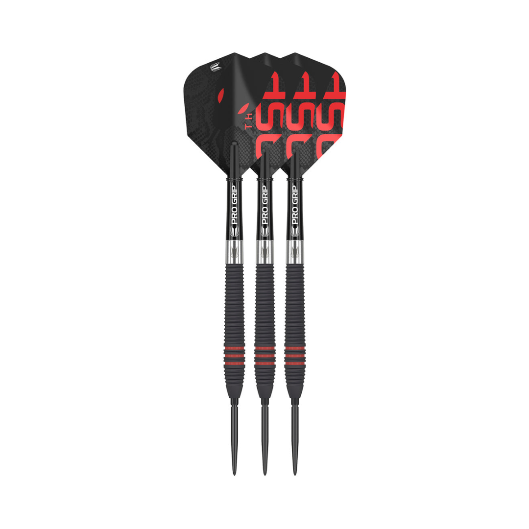 Target ASP Black 80% tungsten steel tip darts - three assembled darts with supplied black Pro Grip shafts and Asp flights