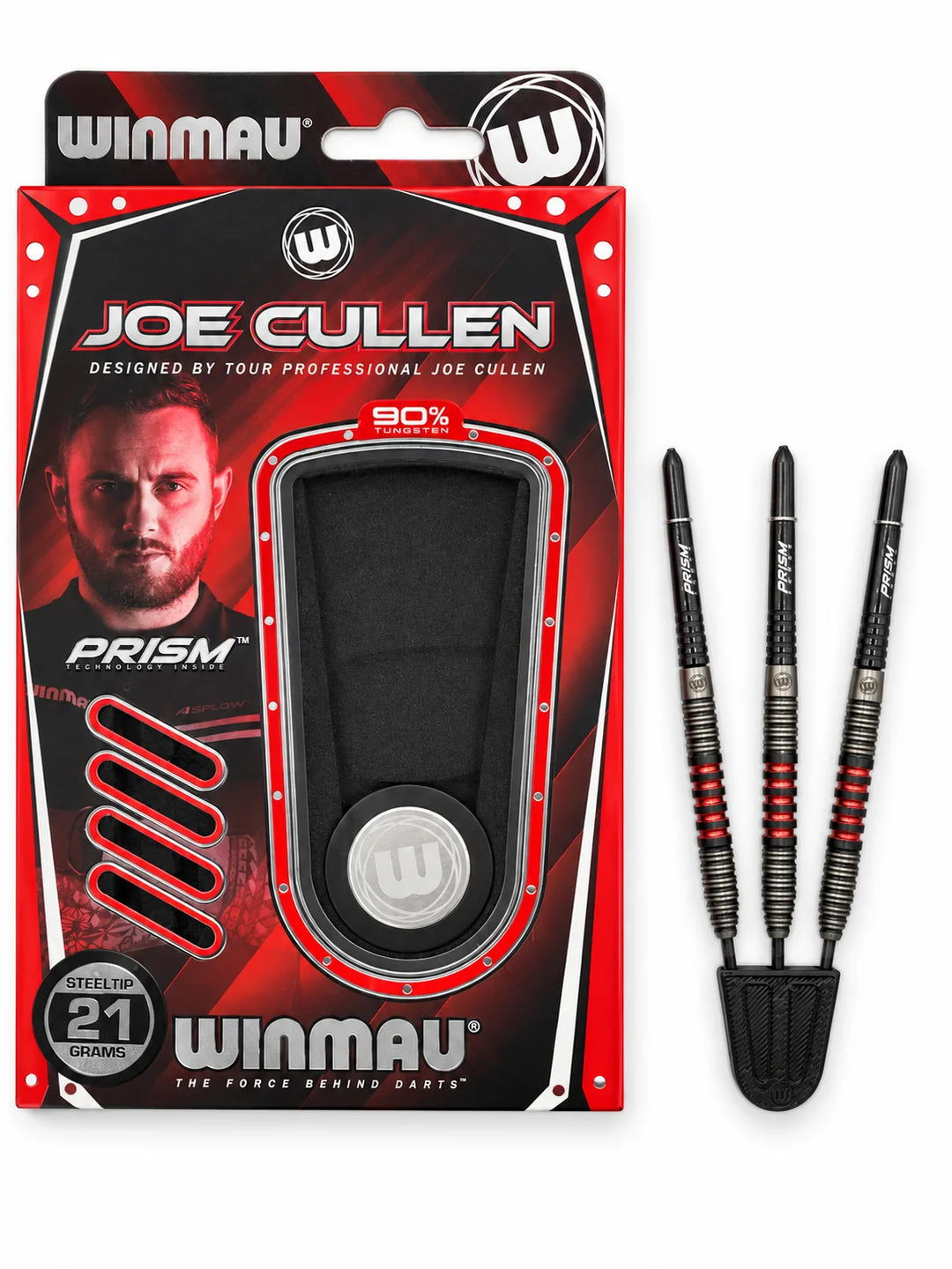 Winmau Joe Cullen 90% tungsten 21g trade-in darts and packaging