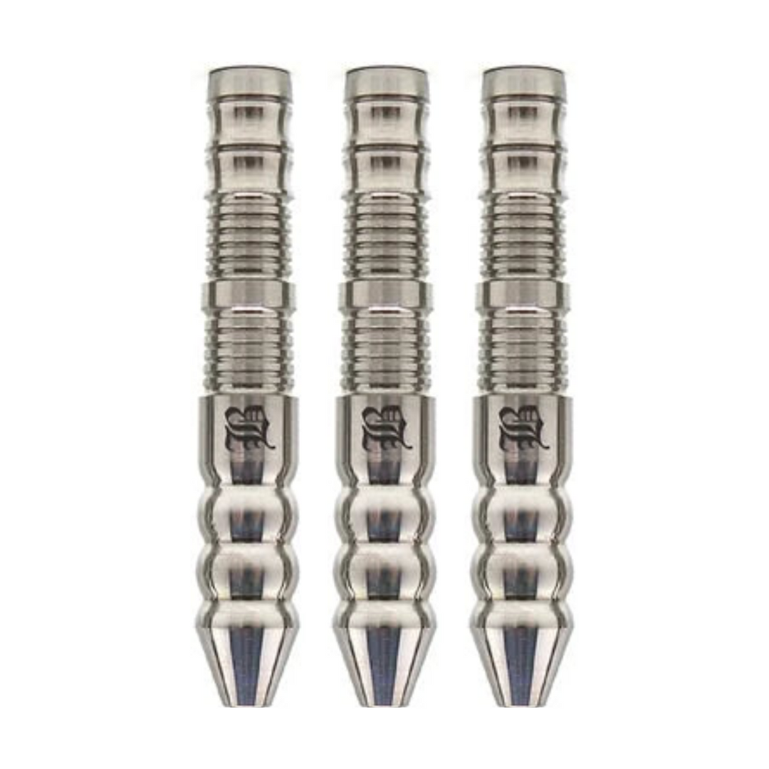 Hyper Black Morion Steel Tip Darts - 90% Tungsten — three barrel close-ups