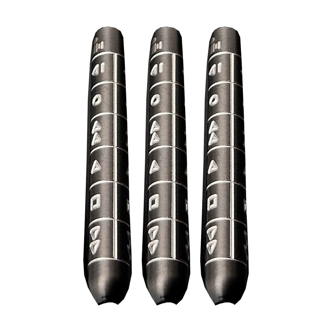 Rewind Steel Tip Darts - 90% Tungsten — three barrel close-ups