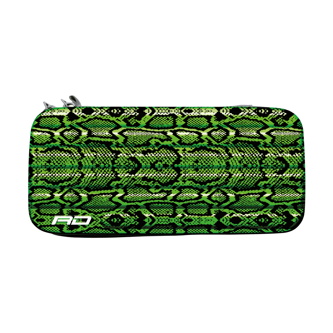 Red Dragon Peter 'Snakebite' Wright Monza Dart Case — green case, top view