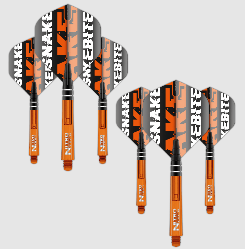Red Dragon Peter Wright Hardcore Flight and Shaft Combo 2 — orange flight and shaft multipack