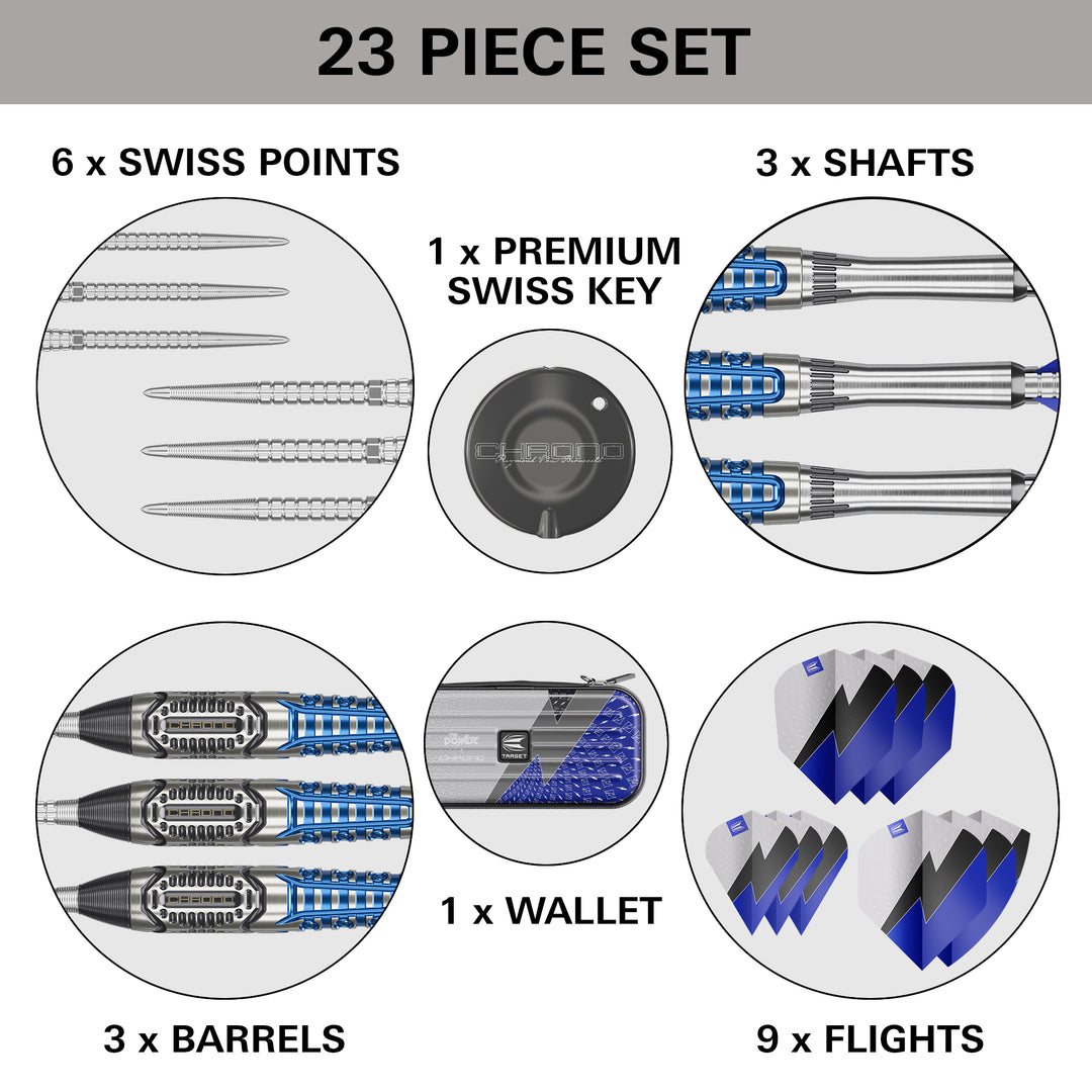 Phil Taylor Power Chrono Steel Tip Darts - 95% Tungsten – features and specifications