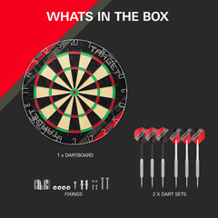 Target Rift set contents: dartboard, two dart sets and wall fixings