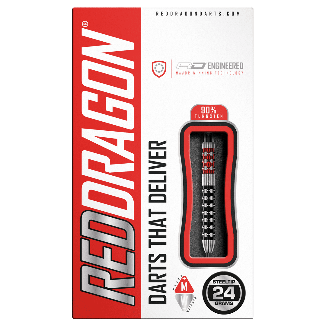 Red Dragon Crossfire Steel Tip Darts 90% Tungsten — retail packaging