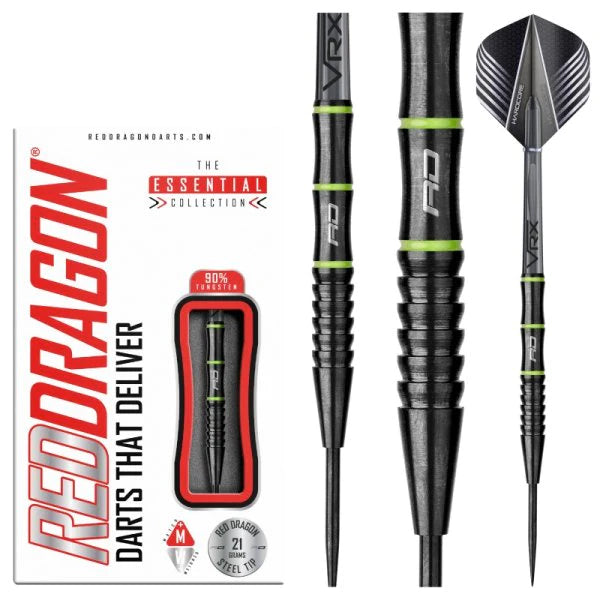 Red Dragon Freestyle Steel Tip Darts 90% Tungsten — dart, barrel detail and packaging