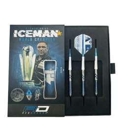 Used Red Dragon Gerwyn Price Contour 90% Tungsten 21g darts — open presentation box with darts