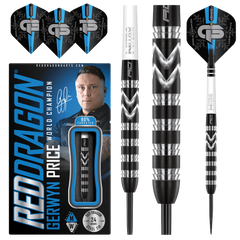 Red Dragon Gerwyn Price World Champion Se Onyx Steel Tip Darts 90% — dart, barrel detail and packaging