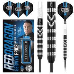 Red Dragon Gerwyn Price World Champion Se Onyx Steel Tip Darts 90% — dart, barrel detail and packaging