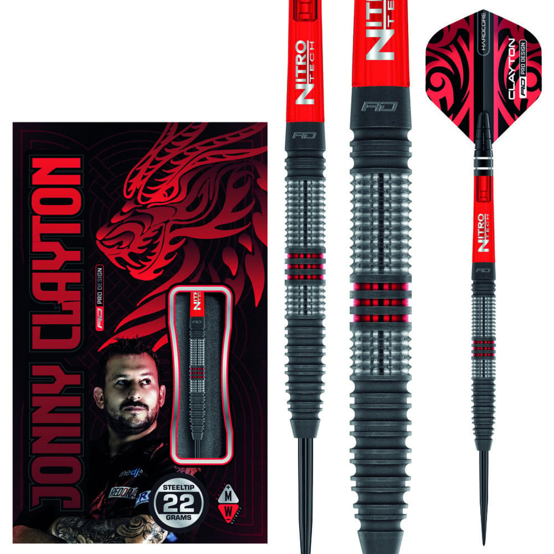 Red Dragon Jonny Clayton Hiraeth Steel Tip Darts - 90% Tungsten 22g